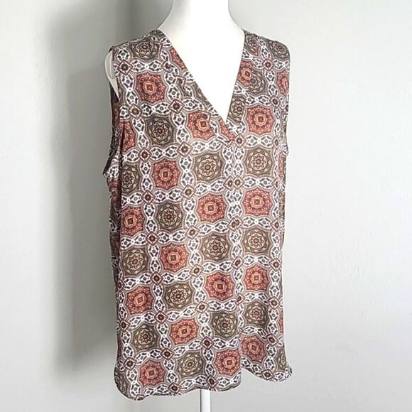Violet & Claire Sleeveless Top, Brown & Rust Print, Size XL - Picture 6 of 8